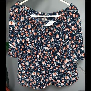 Rue 21 Marci floral Off The Shoulder‎ Flowy short sleeve Blouse sz M NWT
